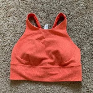 Lululemon long line Wunder Train sporrs bra, coral, size 8